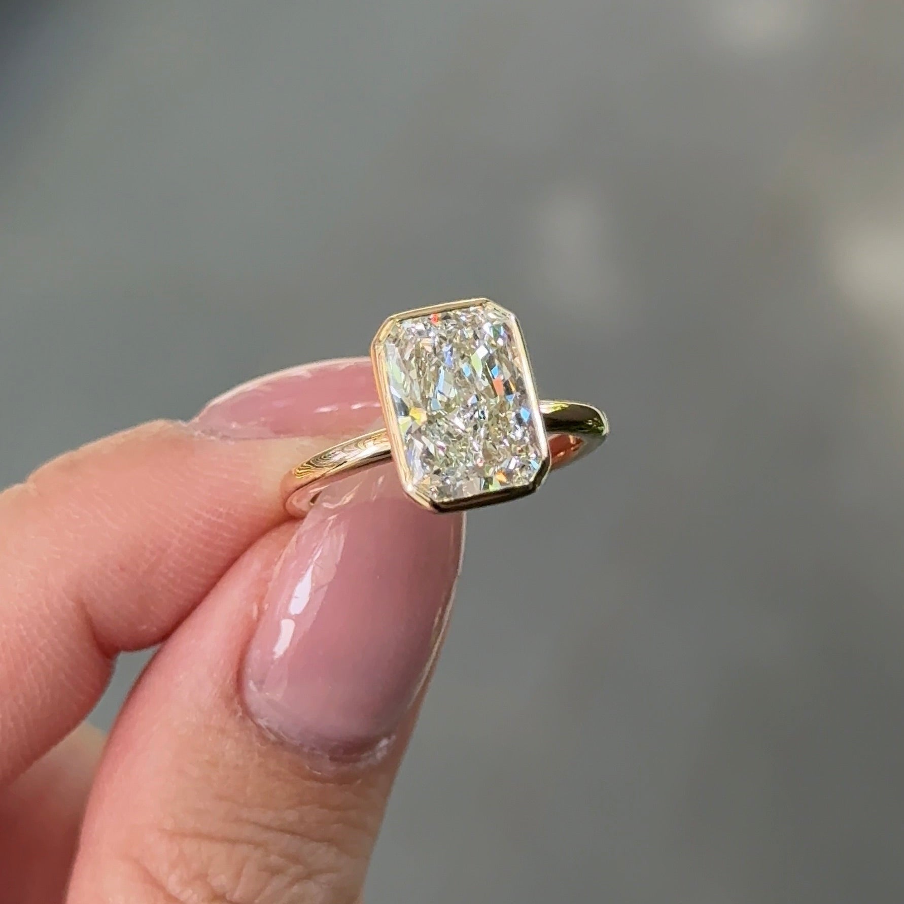 3.01 CT Radiant Bezel Moissanite Engagement Ring