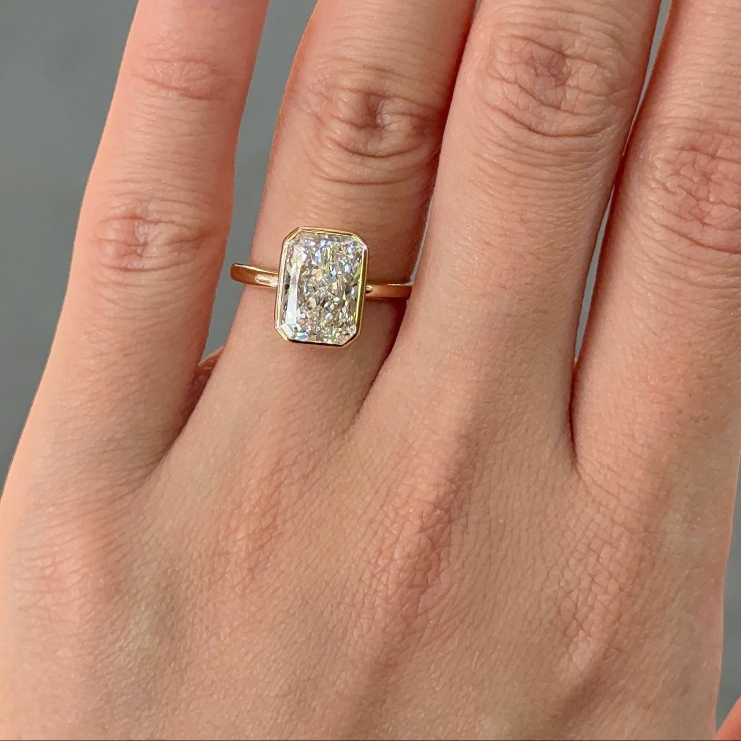 3.01 CT Radiant Bezel Moissanite Engagement Ring