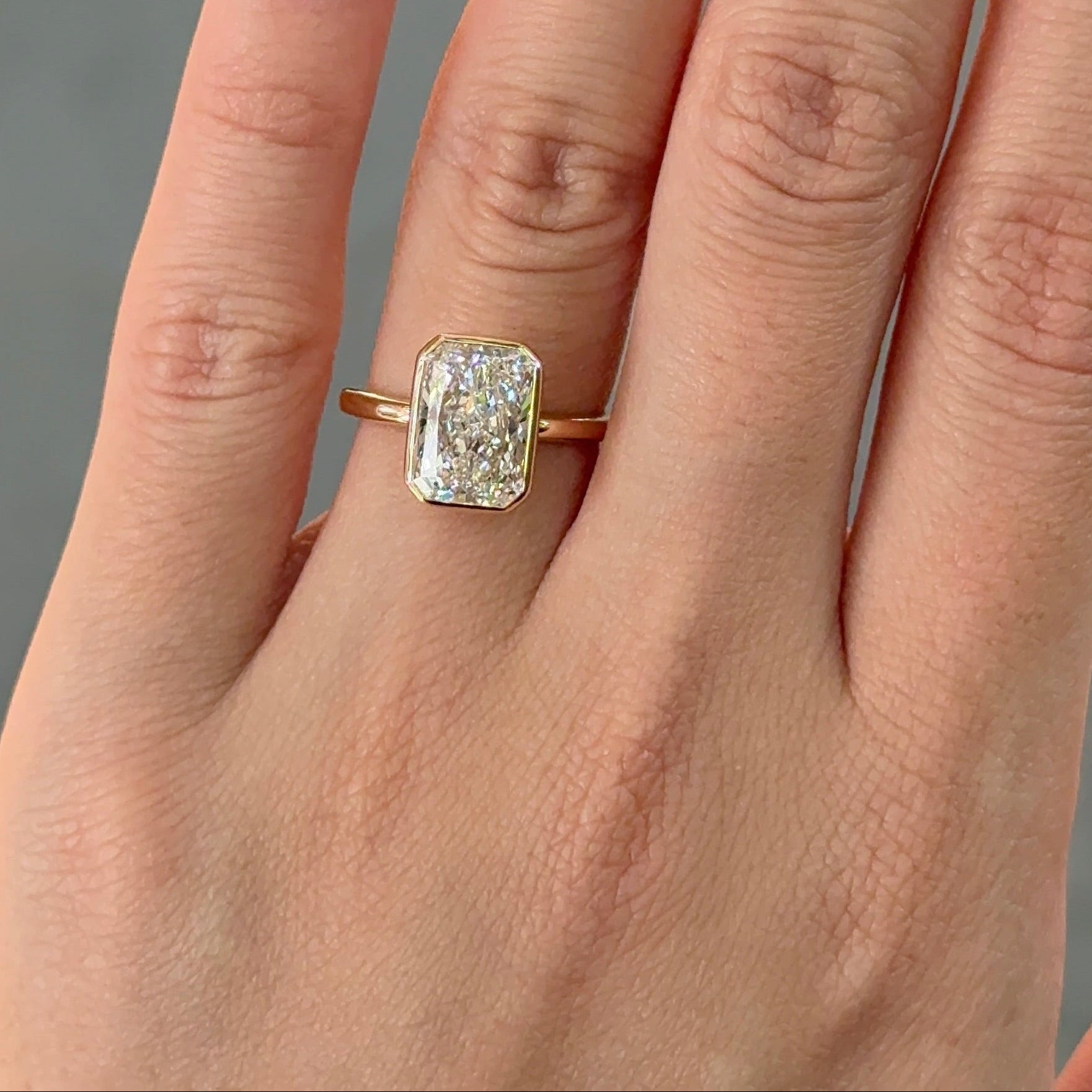 3.01 CT Radiant Bezel Moissanite Engagement Ring