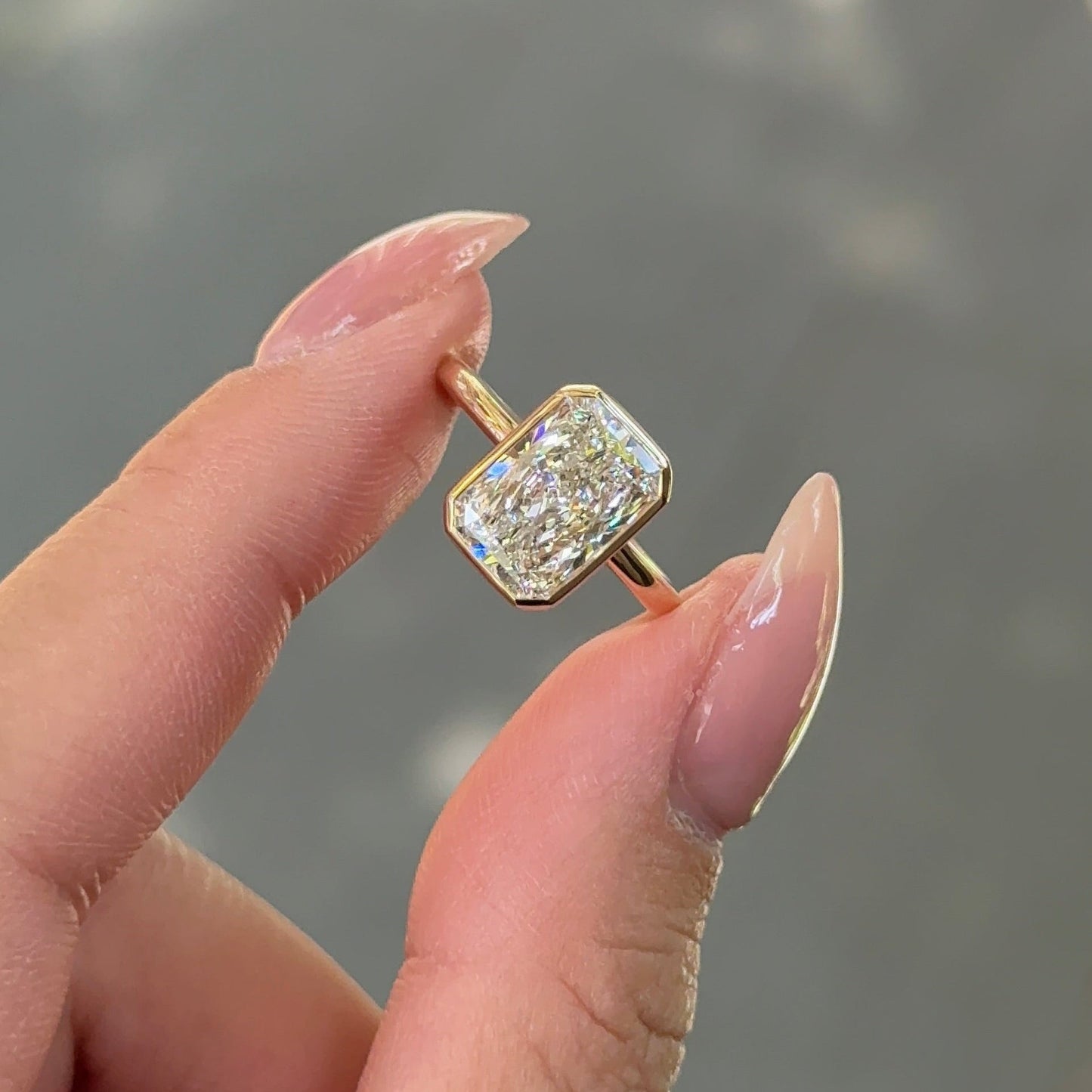 3.01 CT Radiant Bezel Moissanite Engagement Ring