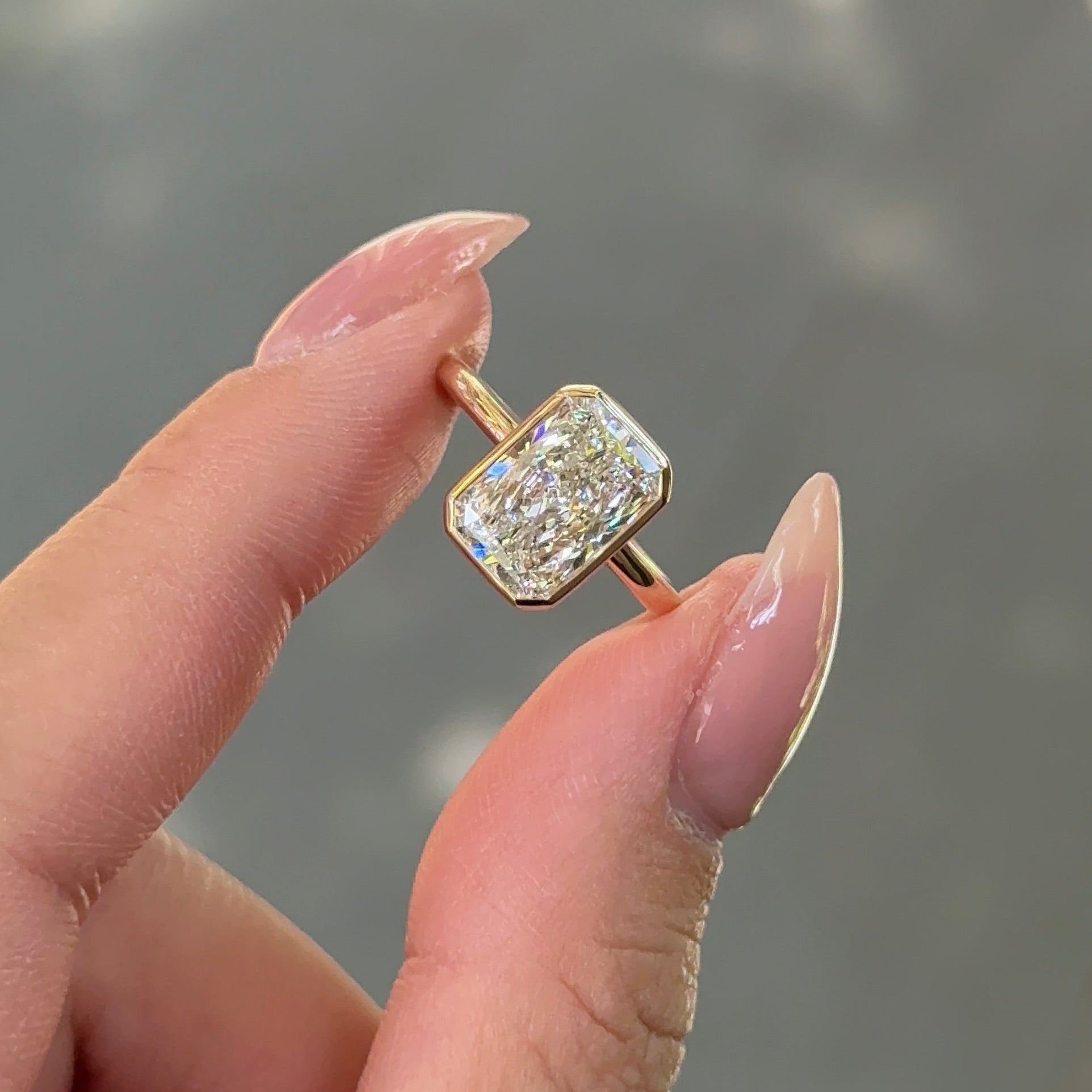 3.01 CT Radiant Bezel Moissanite Engagement Ring