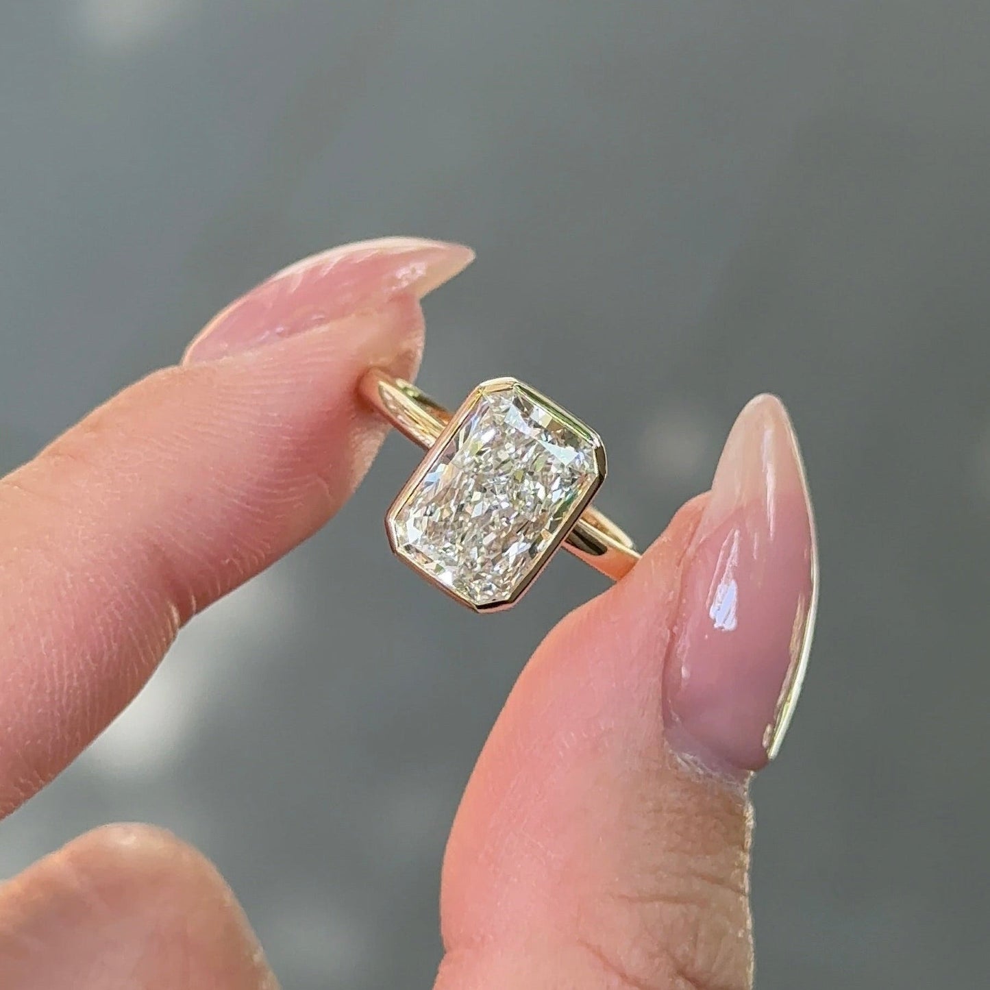 3.01 CT Radiant Bezel Moissanite Engagement Ring