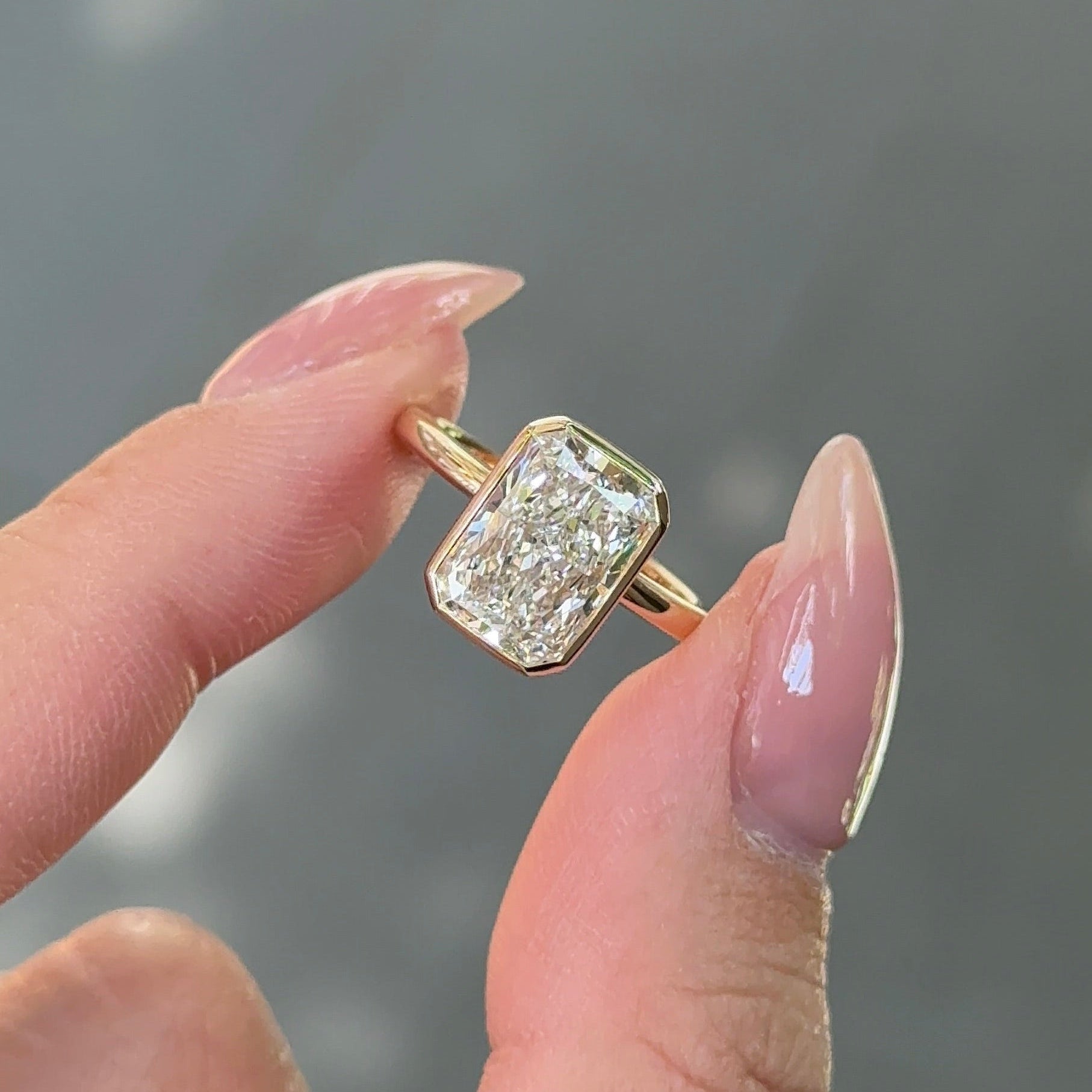 3.01 CT Radiant Bezel Moissanite Engagement Ring