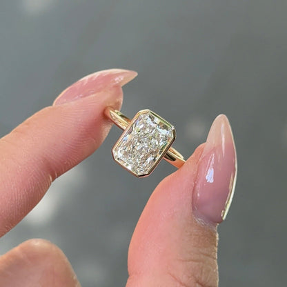 3.01 CT Radiant Bezel Moissanite Engagement Ring