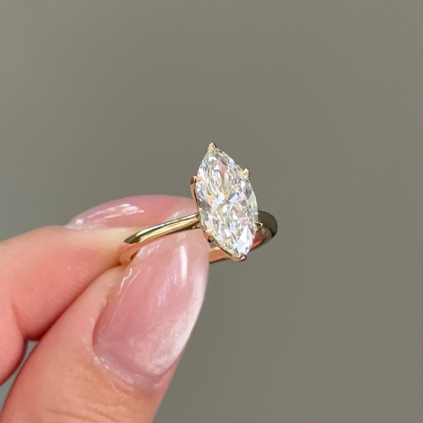 2.10 CT Marquise Solitaire Moissanite Engagement Ring