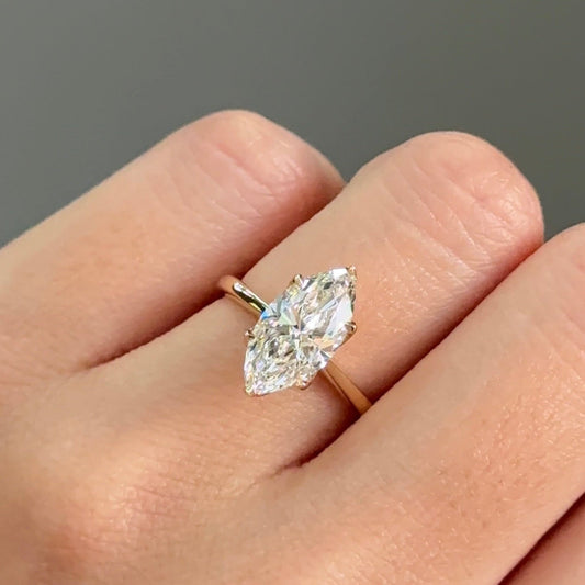2.10 CT Marquise Solitaire Moissanite Engagement Ring