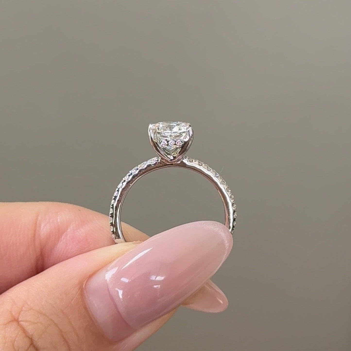 1.13 CT Cushion Pave Moissanite Engagement Ring