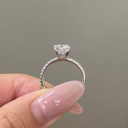 1.13 CT Cushion Pave Moissanite Engagement Ring