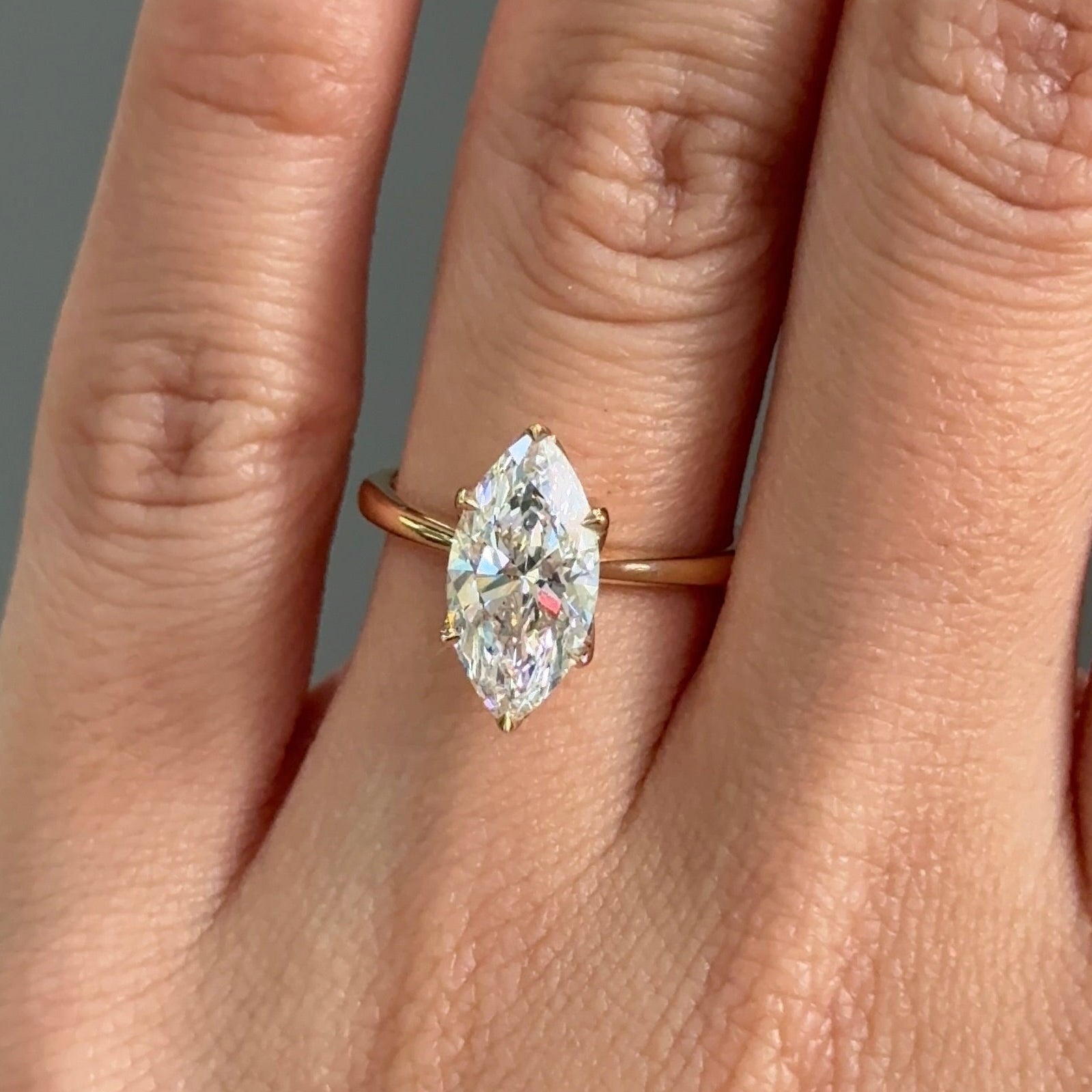 2.10 CT Marquise Solitaire Moissanite Engagement Ring