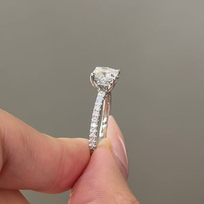 1.13 CT Cushion Pave Moissanite Engagement Ring