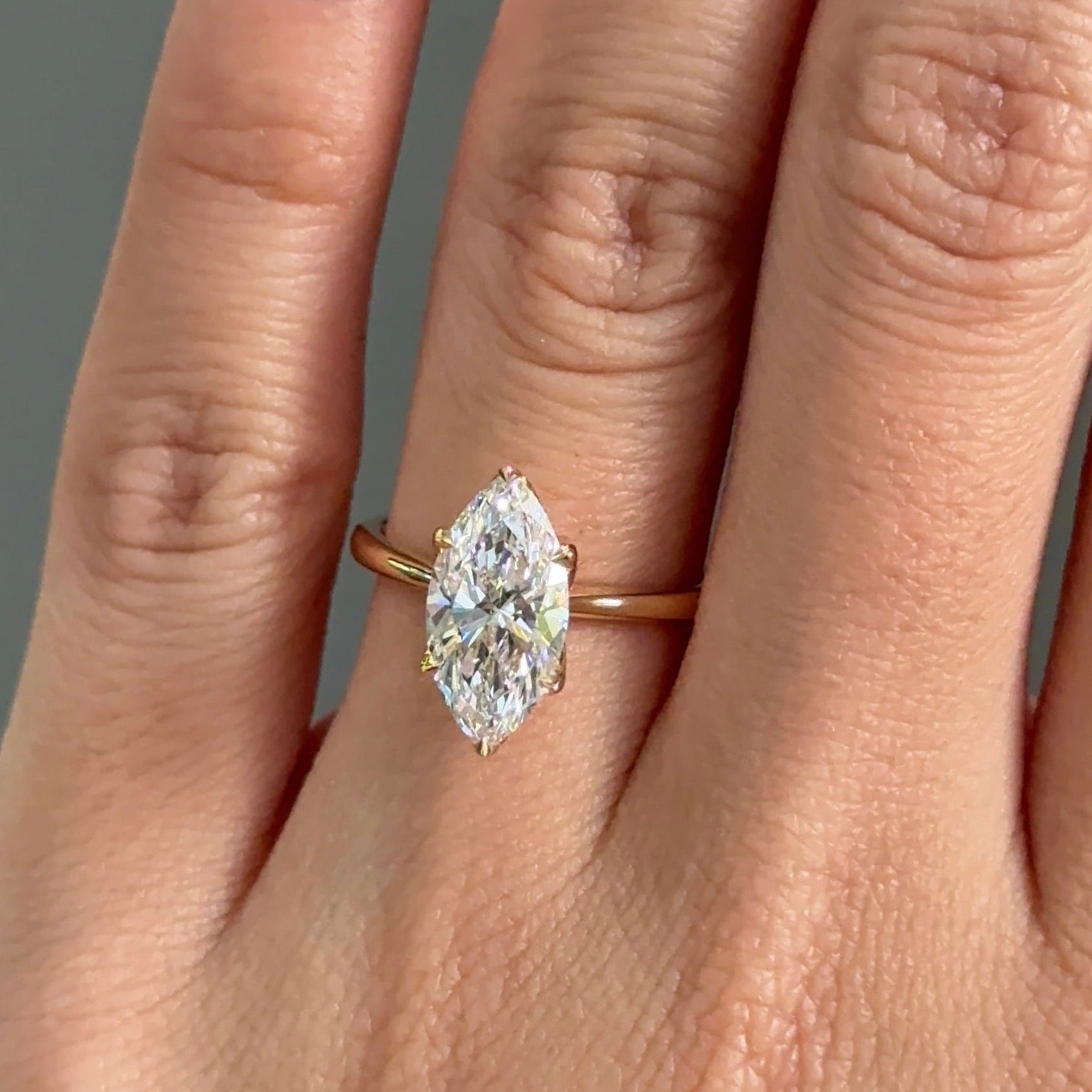 2.10 CT Marquise Solitaire Moissanite Engagement Ring