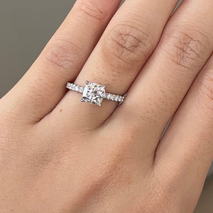 1.13 CT Cushion Pave Moissanite Engagement Ring