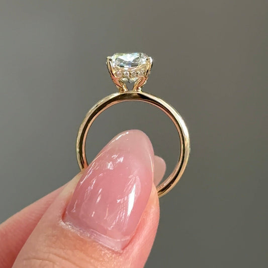 3.02 CT Elongated Cushion Hidden Halo Moissanite Engagement Ring