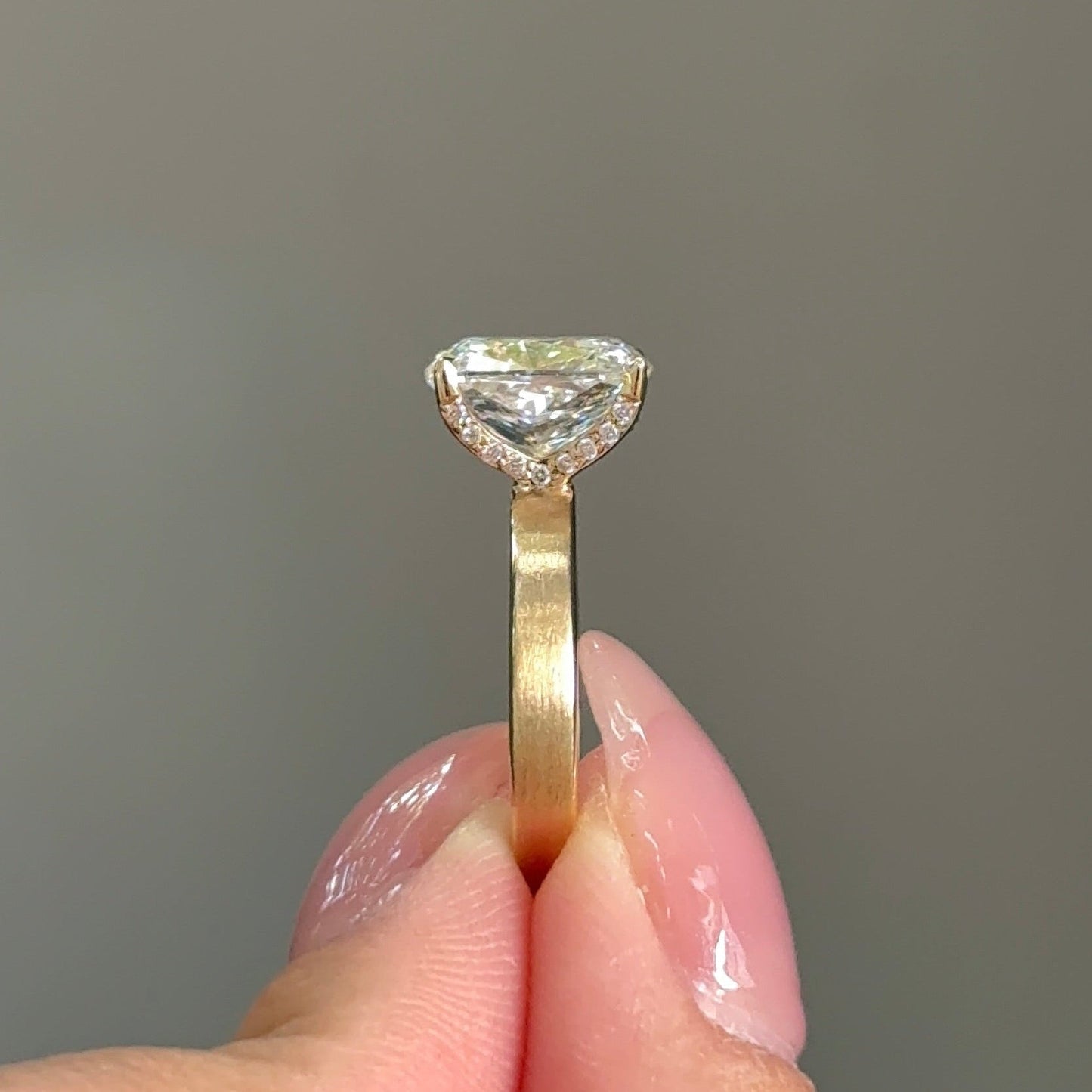 3.02 CT Elongated Cushion Hidden Halo Moissanite Engagement Ring