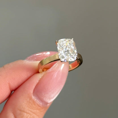 3.02 CT Elongated Cushion Hidden Halo Moissanite Engagement Ring
