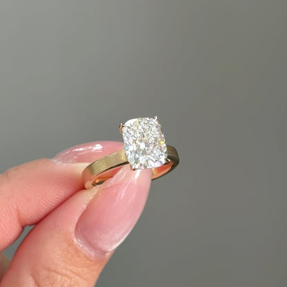 3.02 CT Elongated Cushion Hidden Halo Moissanite Engagement Ring