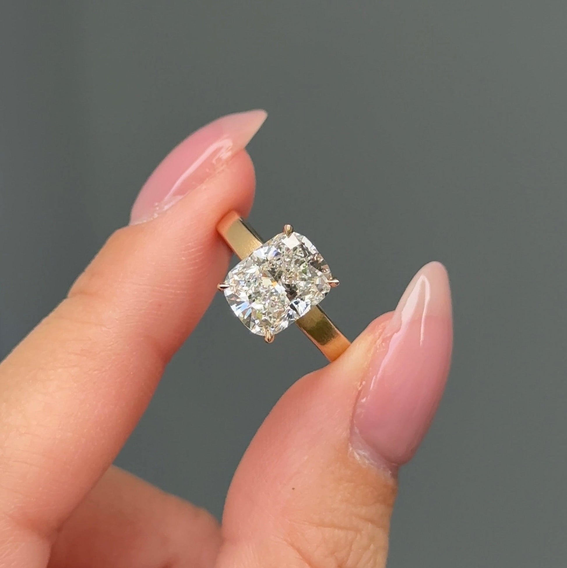 3.02 CT Elongated Cushion Hidden Halo Moissanite Engagement Ring