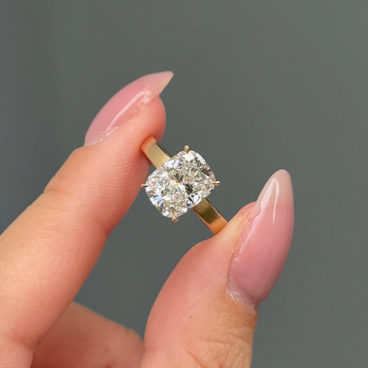 3.02 CT Elongated Cushion Hidden Halo Moissanite Engagement Ring