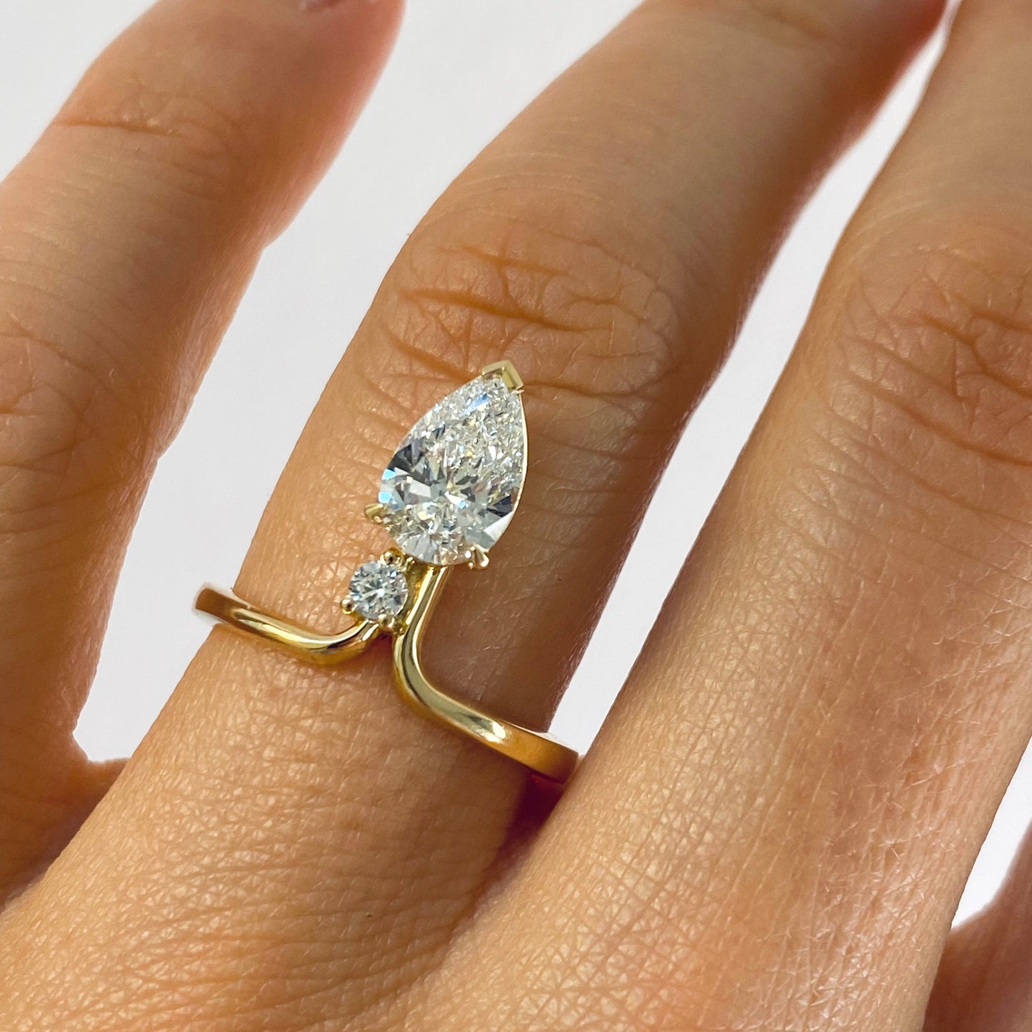 1.12 CT Pear Toi Et Moi Moissanite Engagement Ring