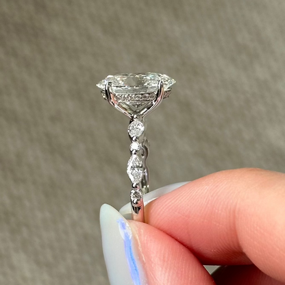 3 CT Oval Pave Moissanite Engagement Ring