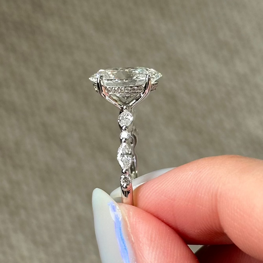 3 CT Oval Pave Moissanite Engagement Ring