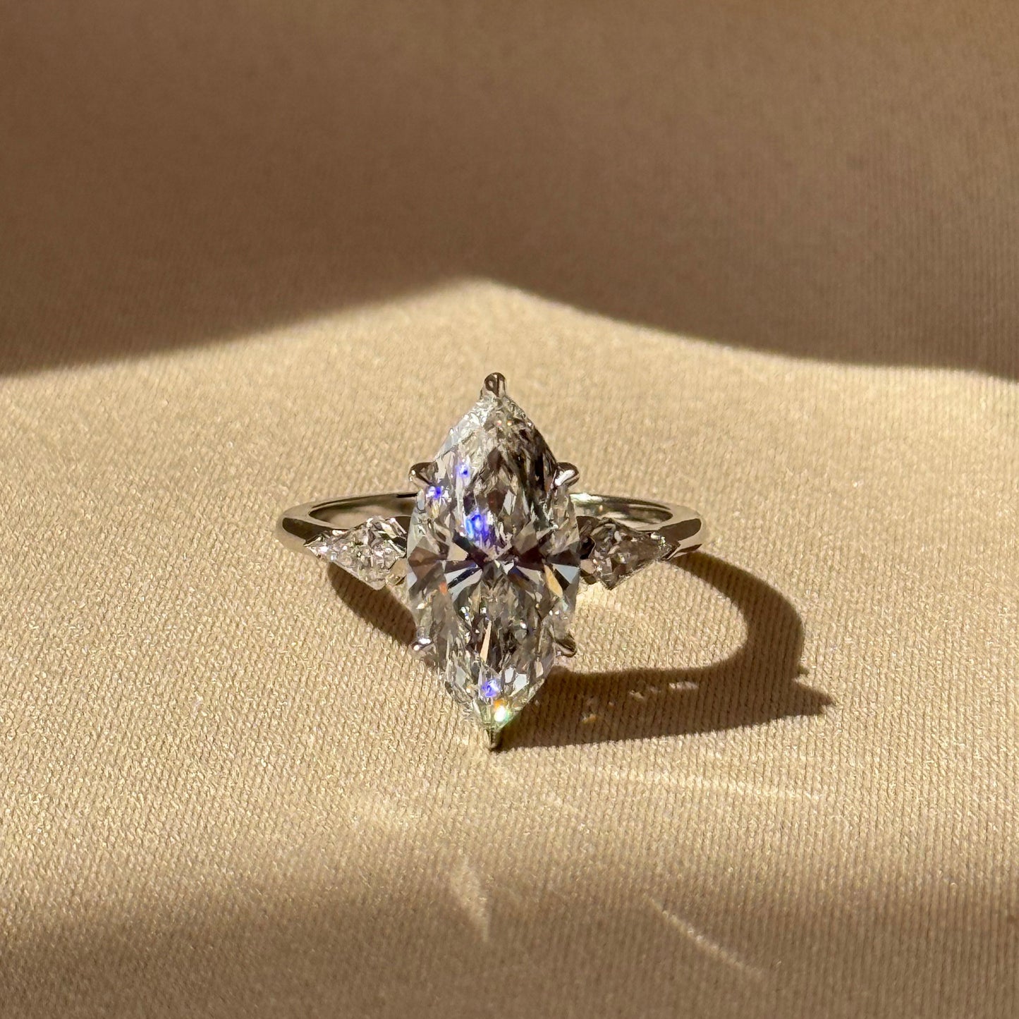 3 CT Marquise Three Stone Moissanite Engagement Ring