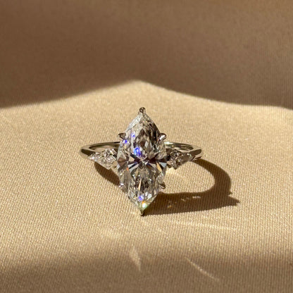 3 CT Marquise Three Stone Moissanite Engagement Ring