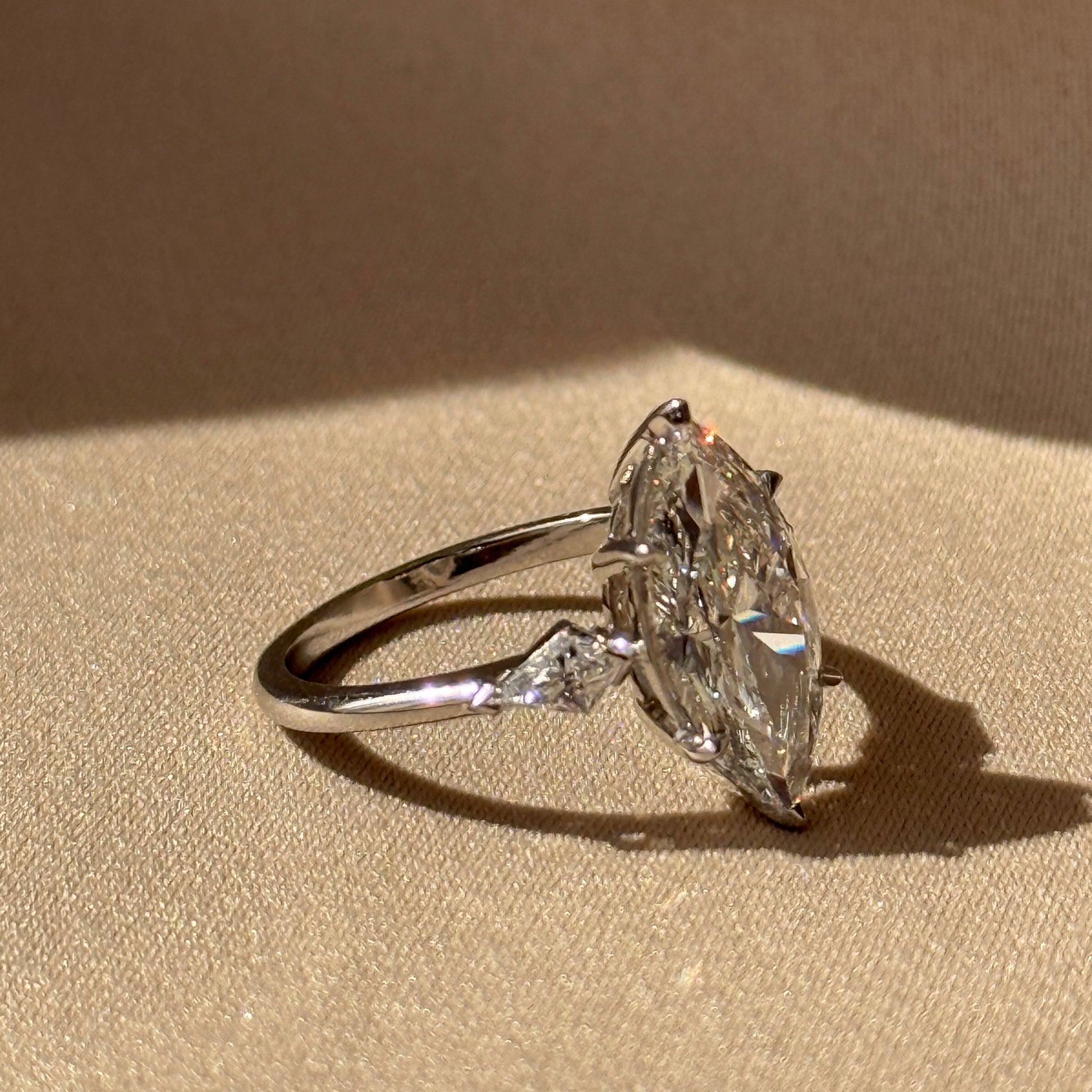 3 CT Marquise Three Stone Moissanite Engagement Ring