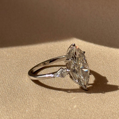 3 CT Marquise Three Stone Moissanite Engagement Ring