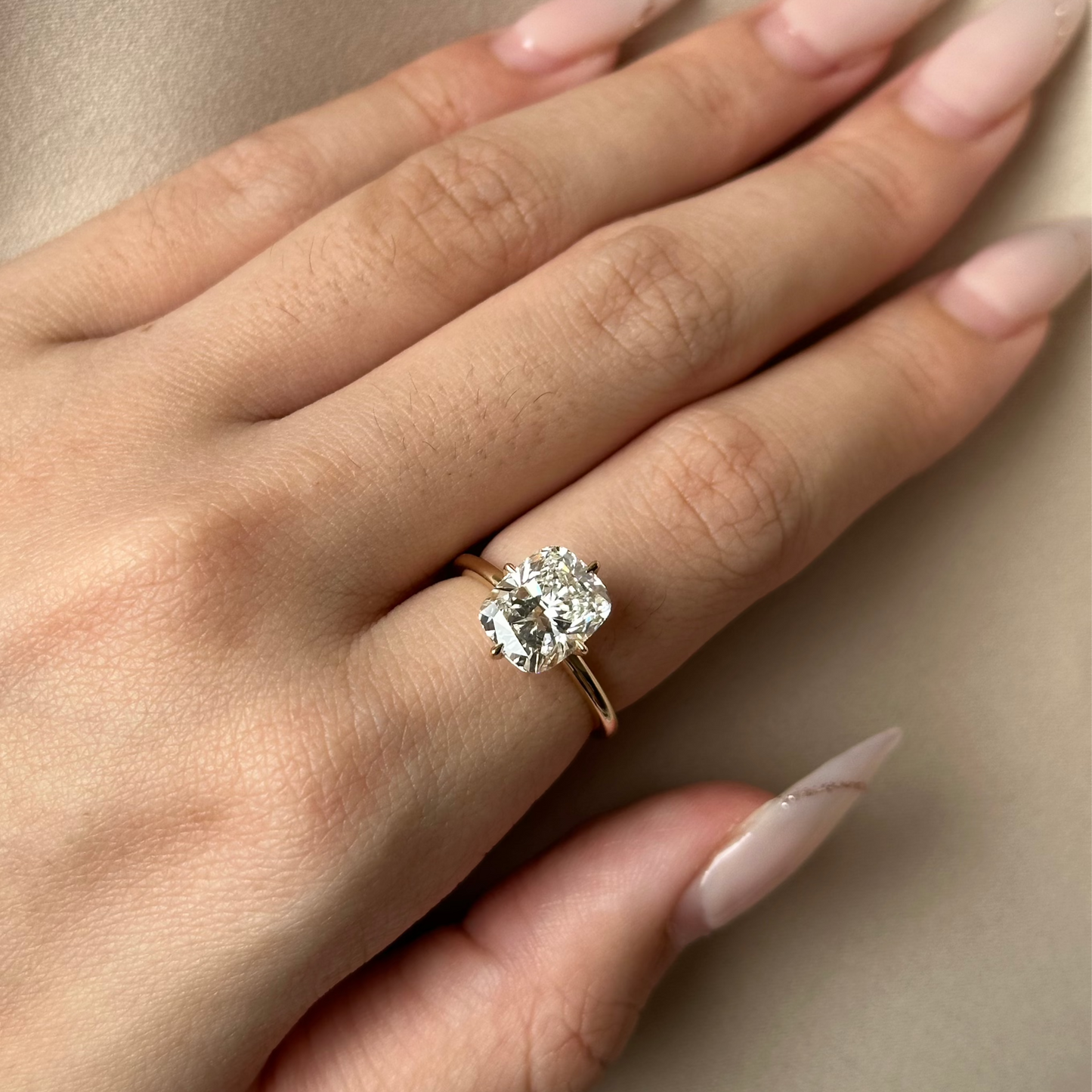 3 CT Cushion Hidden Halo Moissanite Engagement Ring