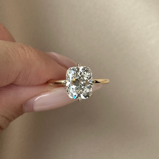 3 CT Cushion Hidden Halo Moissanite Engagement Ring