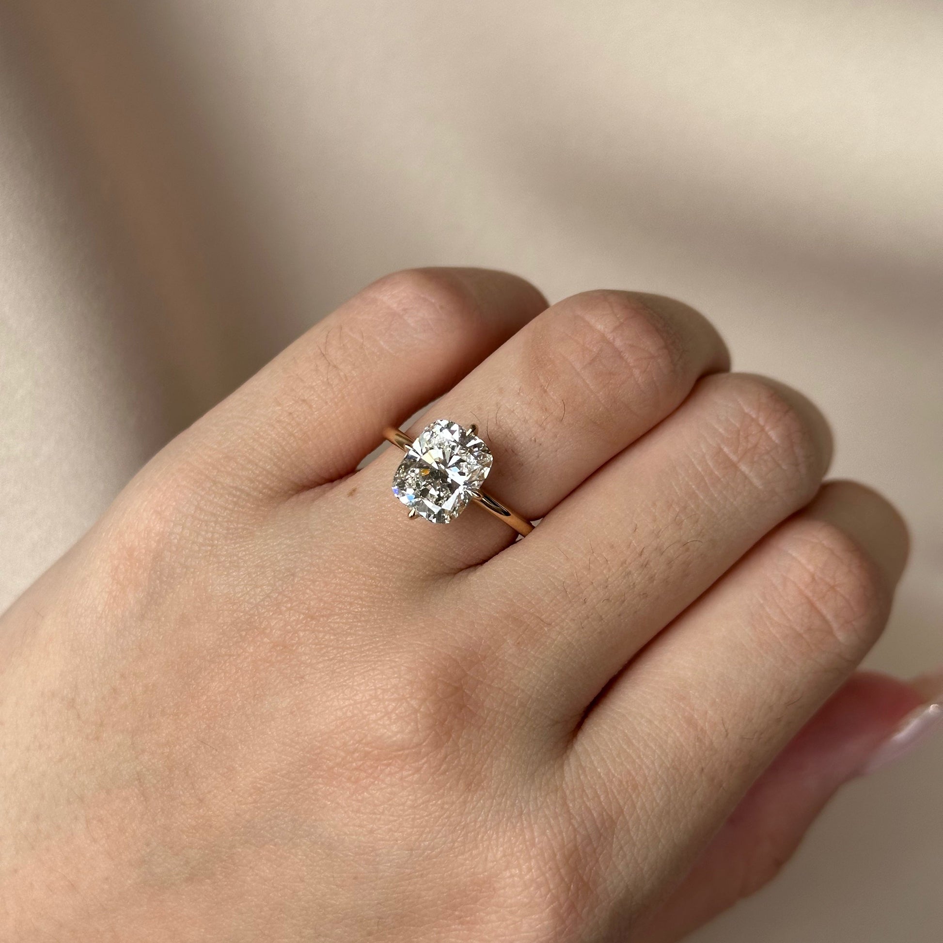 3 CT Cushion Hidden Halo Moissanite Engagement Ring