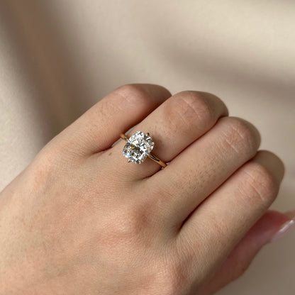 3 CT Cushion Hidden Halo Moissanite Engagement Ring