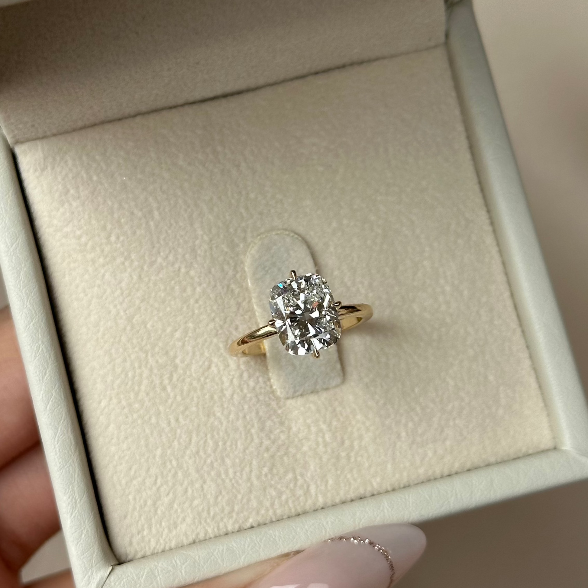 3 CT Cushion Hidden Halo Moissanite Engagement Ring
