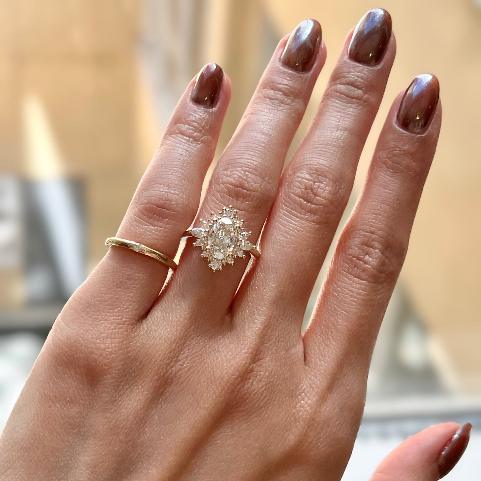 1.40 CT Oval Cluster Moissanite Engagement Ring