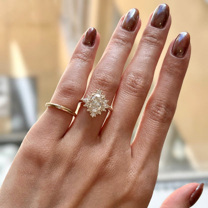 1.40 CT Oval Cluster Moissanite Engagement Ring