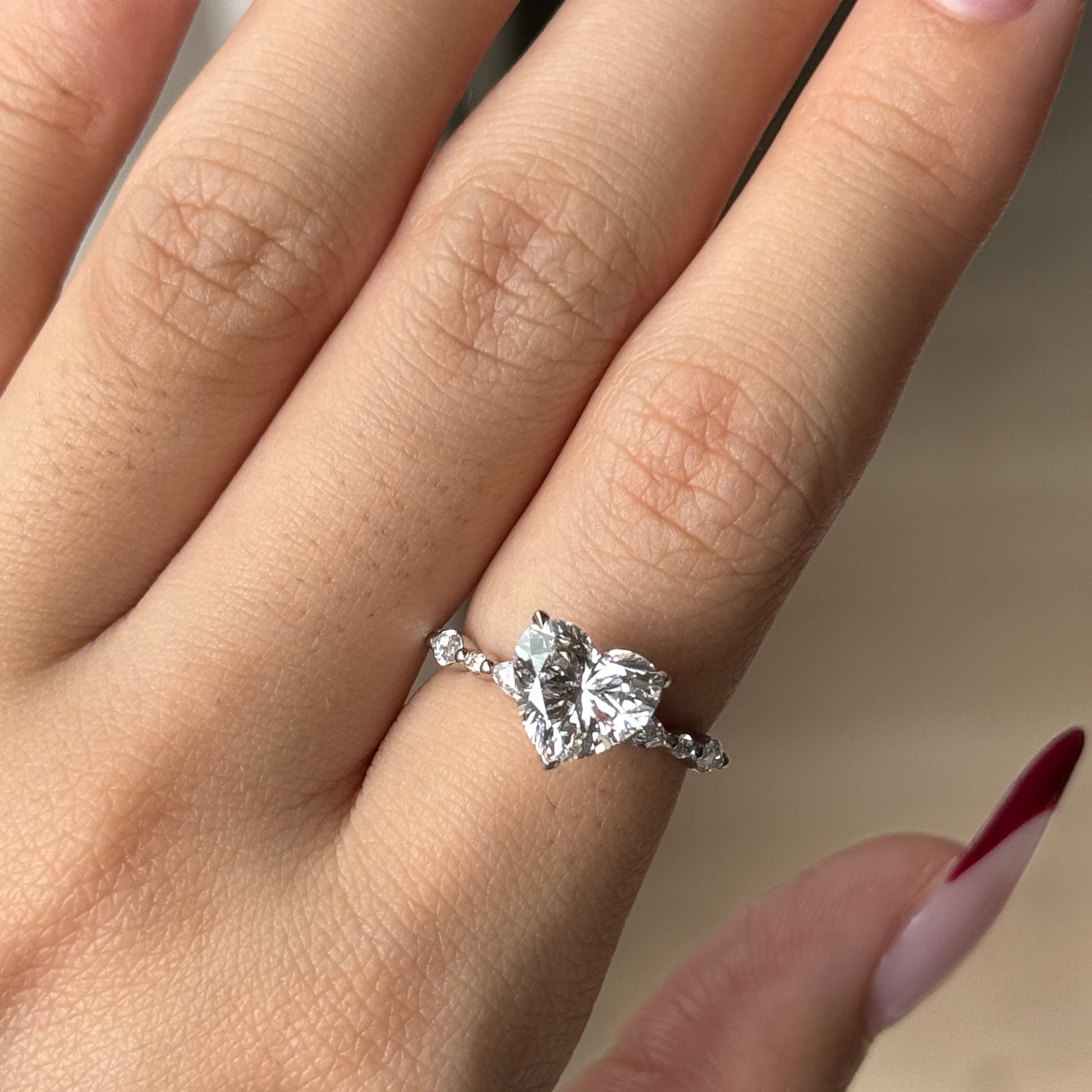 2 CT Heart Pave Moissanite Engagement Ring