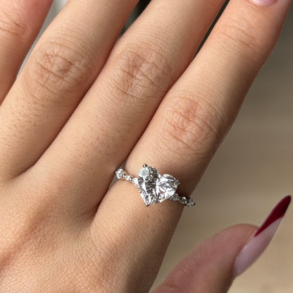 2 CT Heart Pave Moissanite Engagement Ring