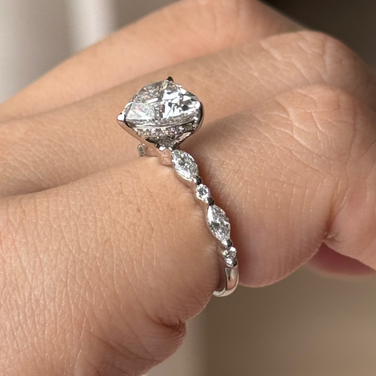 2 CT Heart Pave Moissanite Engagement Ring
