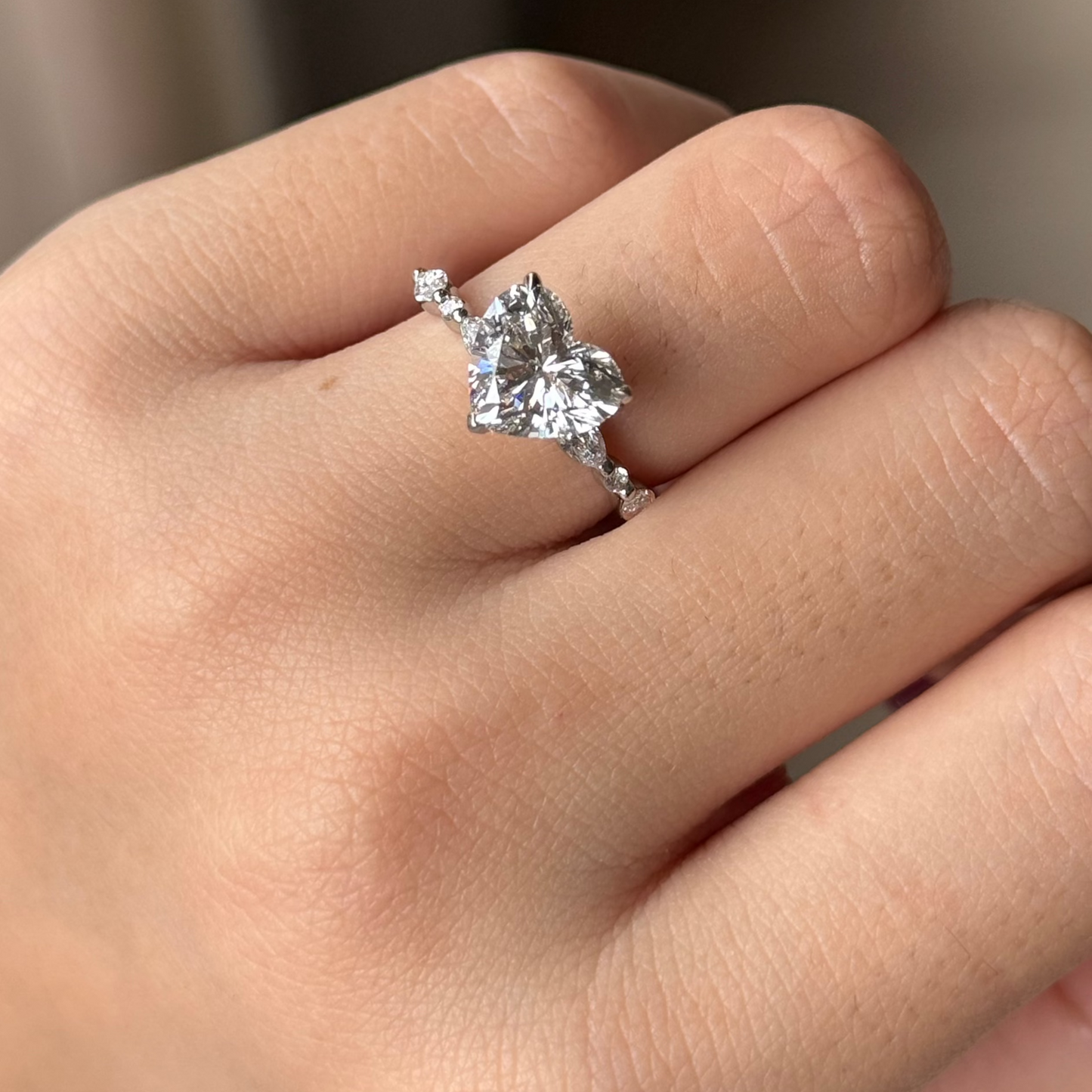 2 CT Heart Pave Moissanite Engagement Ring
