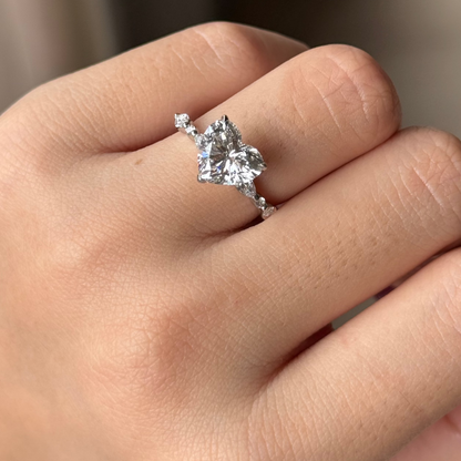 2 CT Heart Pave Moissanite Engagement Ring