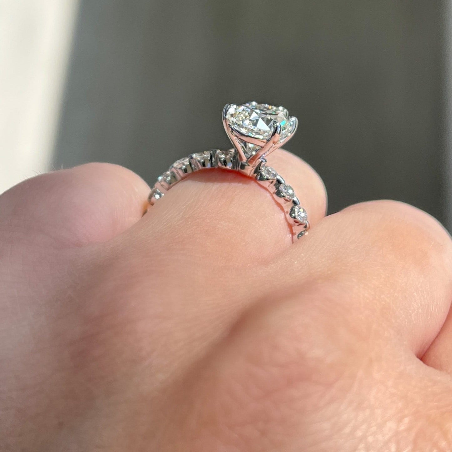 2.0 CT Pear Pave Moissanite Engagement Ring