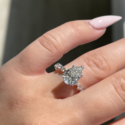 2.0 CT Pear Pave Moissanite Engagement Ring