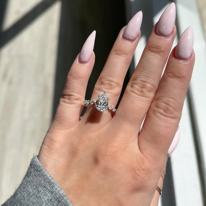 2.0 CT Pear Pave Moissanite Engagement Ring