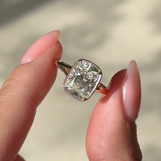 3.09 CT Elongated Cushion Bezel Moissanite Engagement Ring