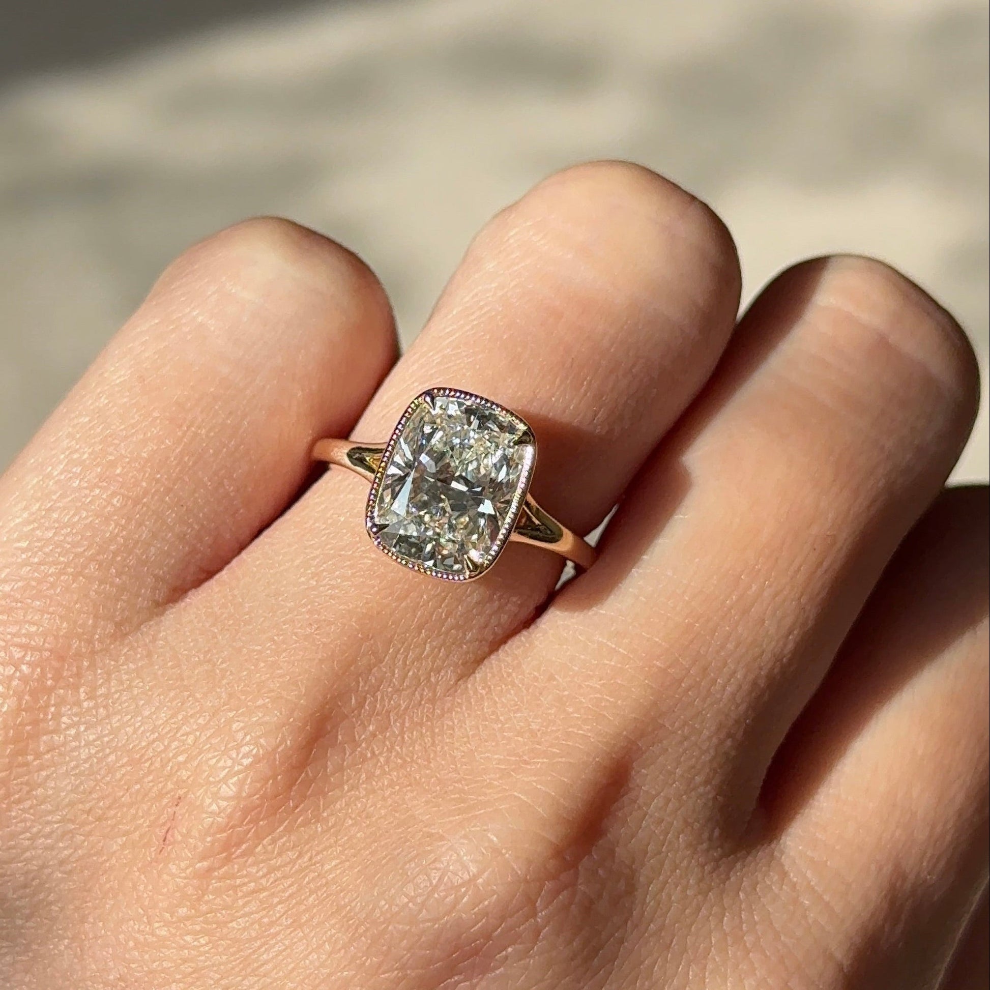 3.09 CT Elongated Cushion Bezel Moissanite Engagement Ring