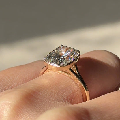 3.09 CT Elongated Cushion Bezel Moissanite Engagement Ring