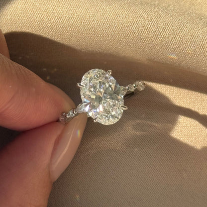 3 CT Oval Pave Moissanite Engagement Ring