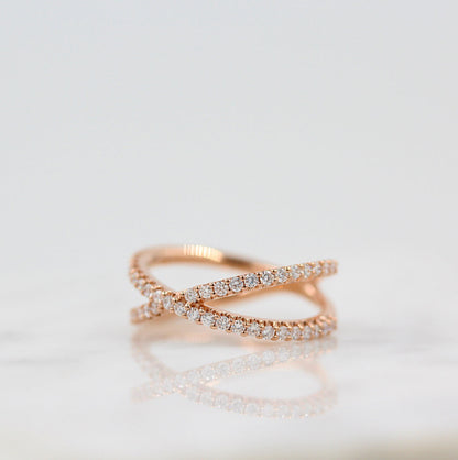 0.51 TCW Round Criss Cross Moissanite Wedding Band