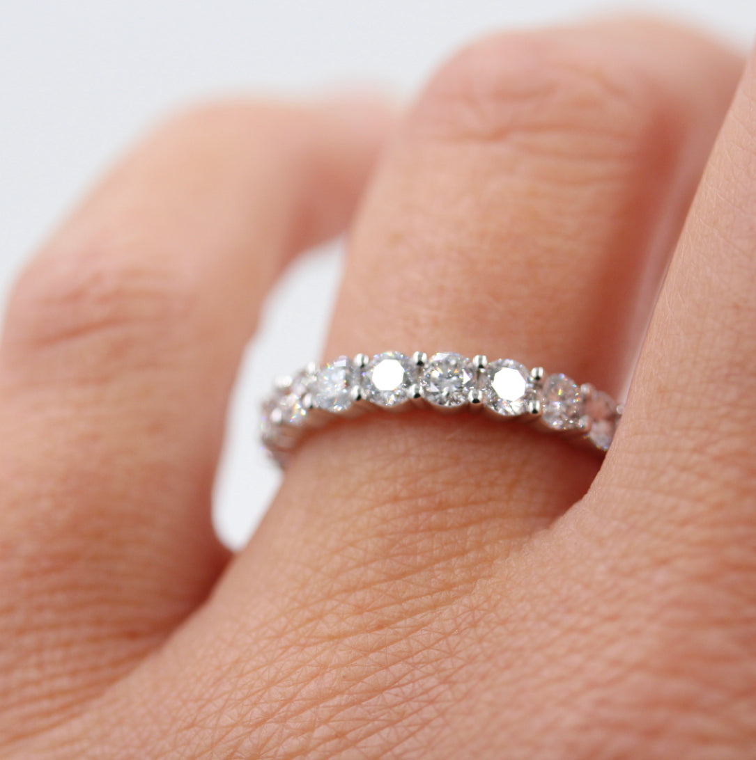 1 TCW Round Half Eternity Moissanite Wedding Band